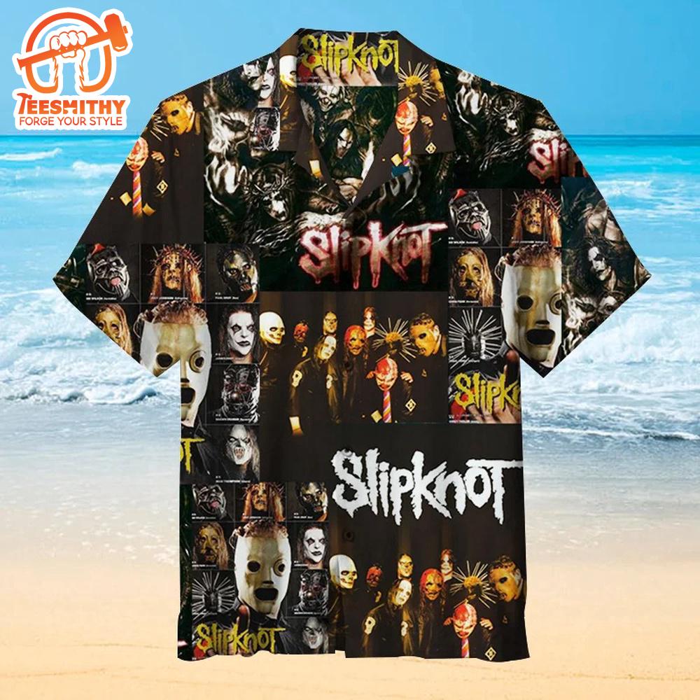 Slipknot Rock Band Iconic Masks Collage Short Sleeve Aloha Shirt