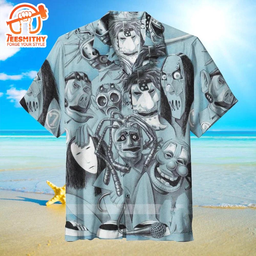 Slipknot Rock Band Masked Faces Short Sleeve Aloha Shirt