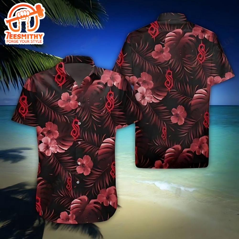 Slipknot Rock Band Red Paradisel Short Sleeve Aloha Shirt