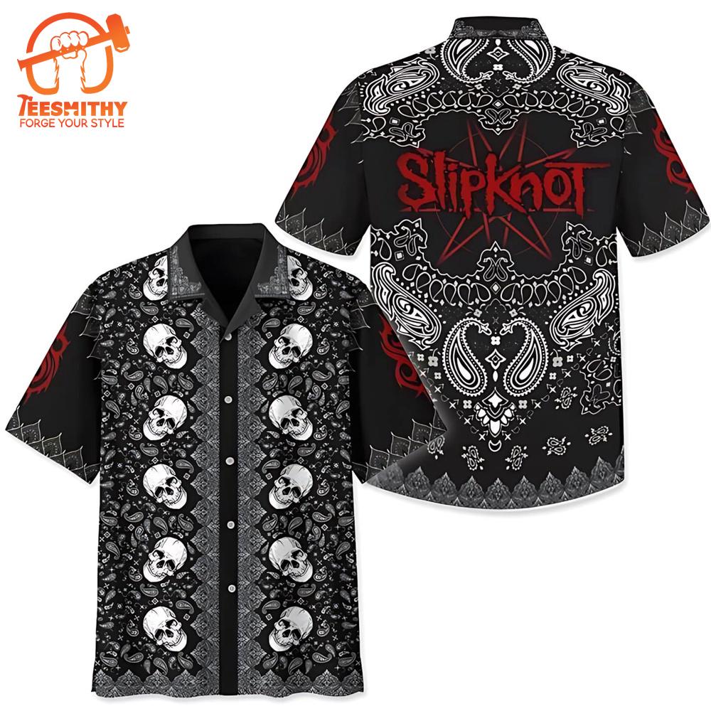 Slipknot Rock Band Skull Bandana Short Sleeve Aloha Shirt