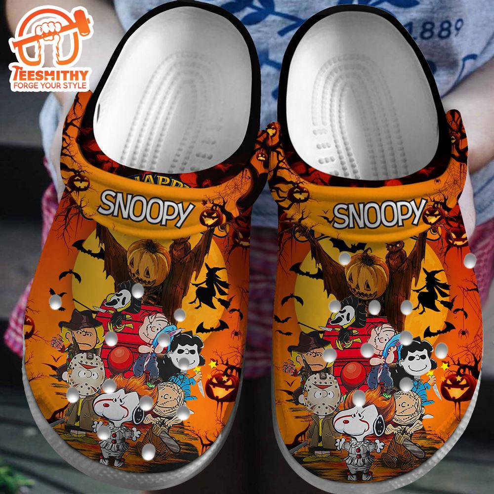 Snoopy Halloween Cartoon Clogs Shoes Comfortable For Men Women And Kids