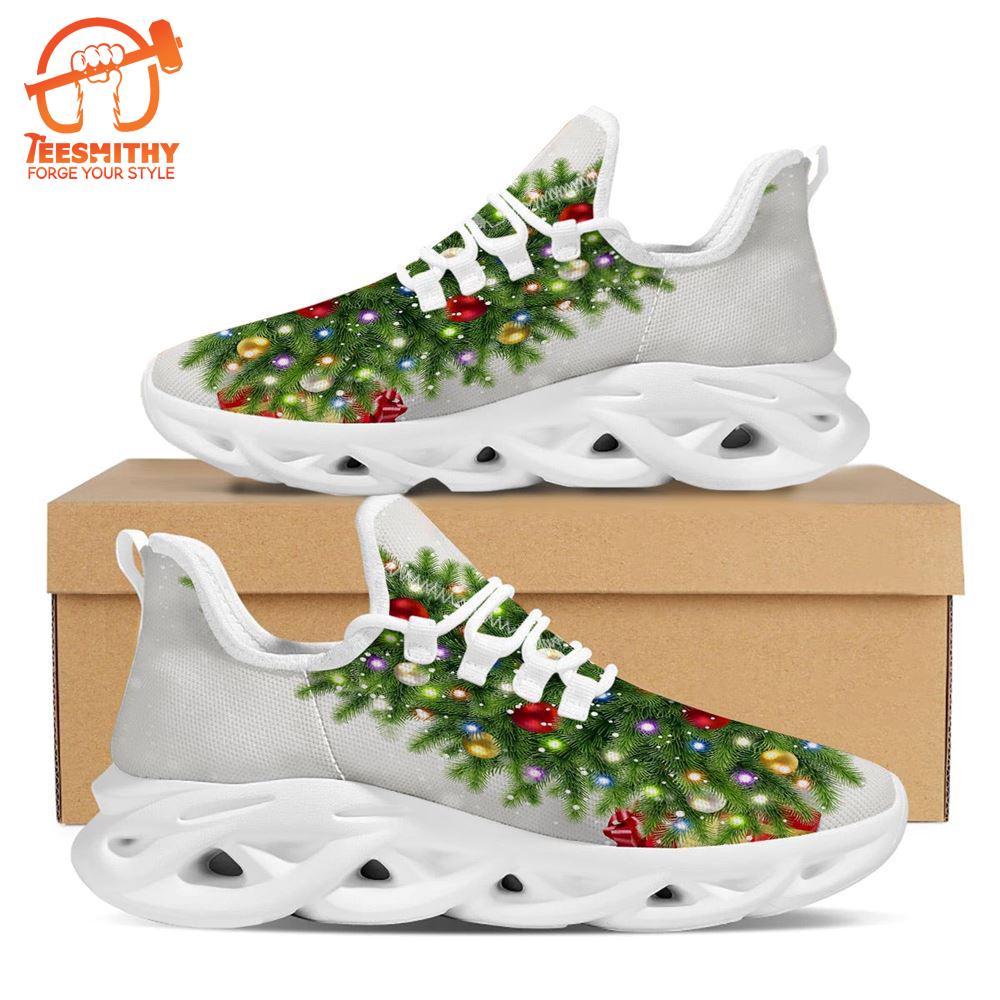 Snow And Christmas Tree Print White Max Soul Shoes   Gift Christmas