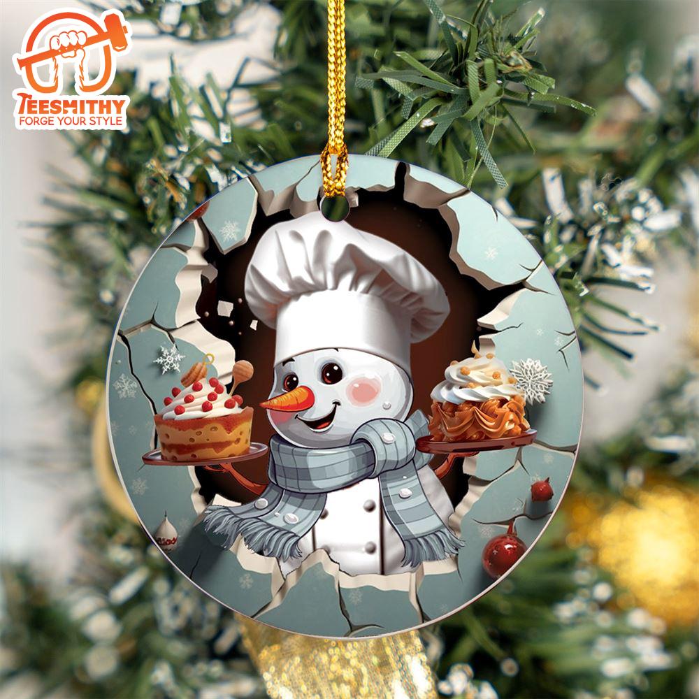 Christmas 2024  Snowman Baker Ceramic Ornament