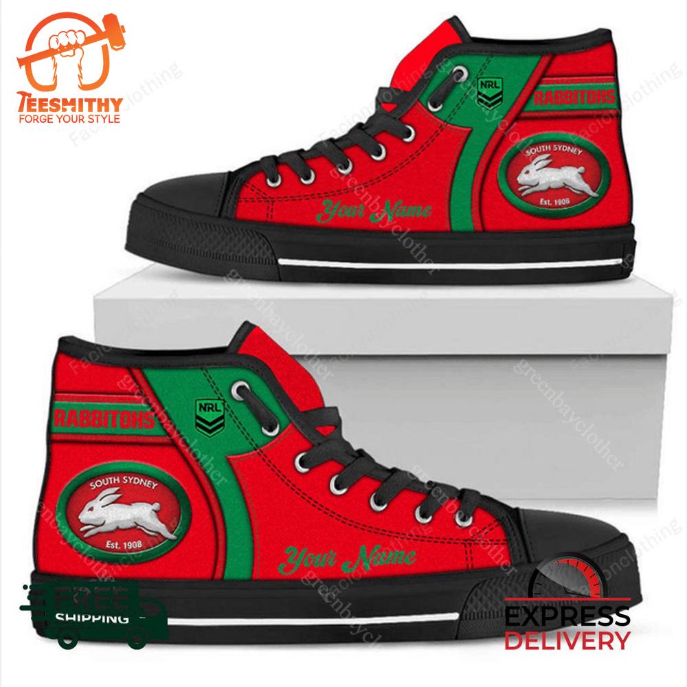 South Sydney Rabbitohs NRL Personalized High Top Canvas Shoes