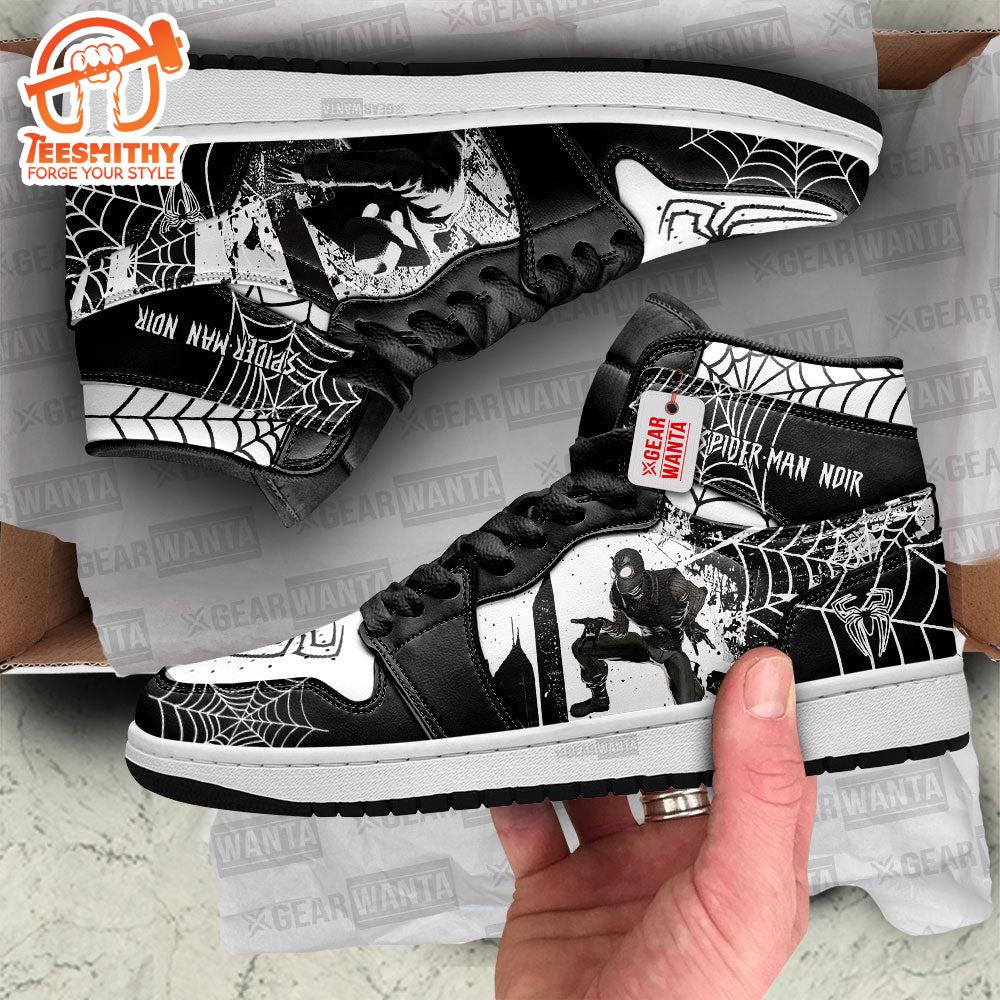 Spider-Man Noir Spider-Verse Air Jordan 1 Shoes Custom Sneakers For Fans