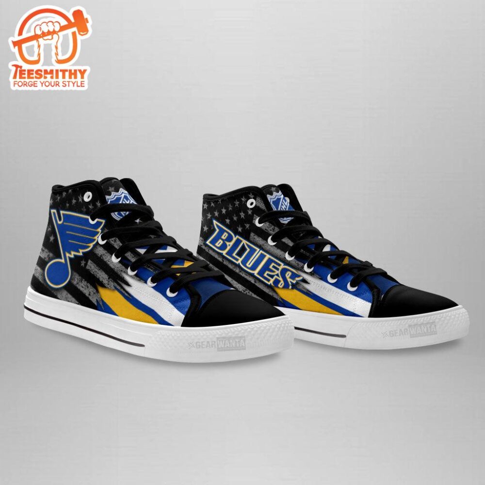 St. Louis Blues High Top Shoes Custom American Flag Sneakers