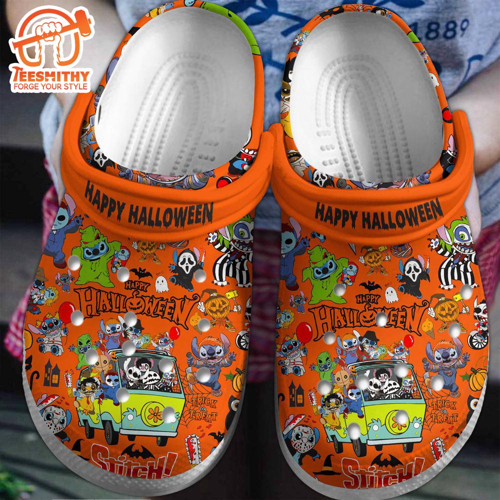 Stich Happy Halloween Movie Clogs Shoes Comfortable For Men Women And Kids