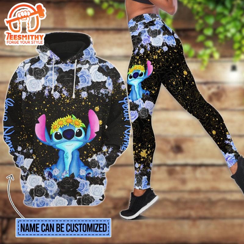 Stitch Custom Floral Character Hoodie And Leggings Set