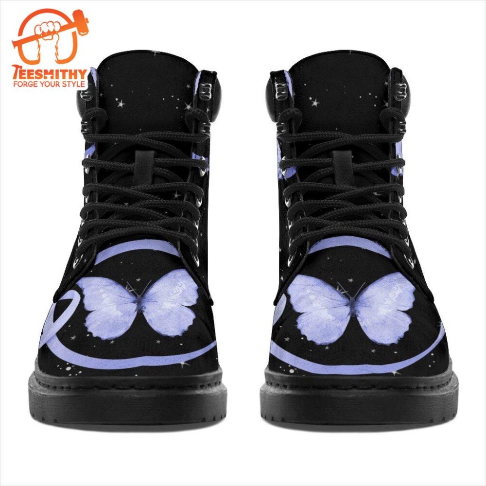 Stomach Cancer Awareness Boots Ribbon Butterfly Shoes