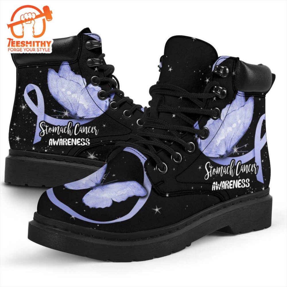 Stomach Cancer Awareness Boots Ribbon Butterfly Shoes