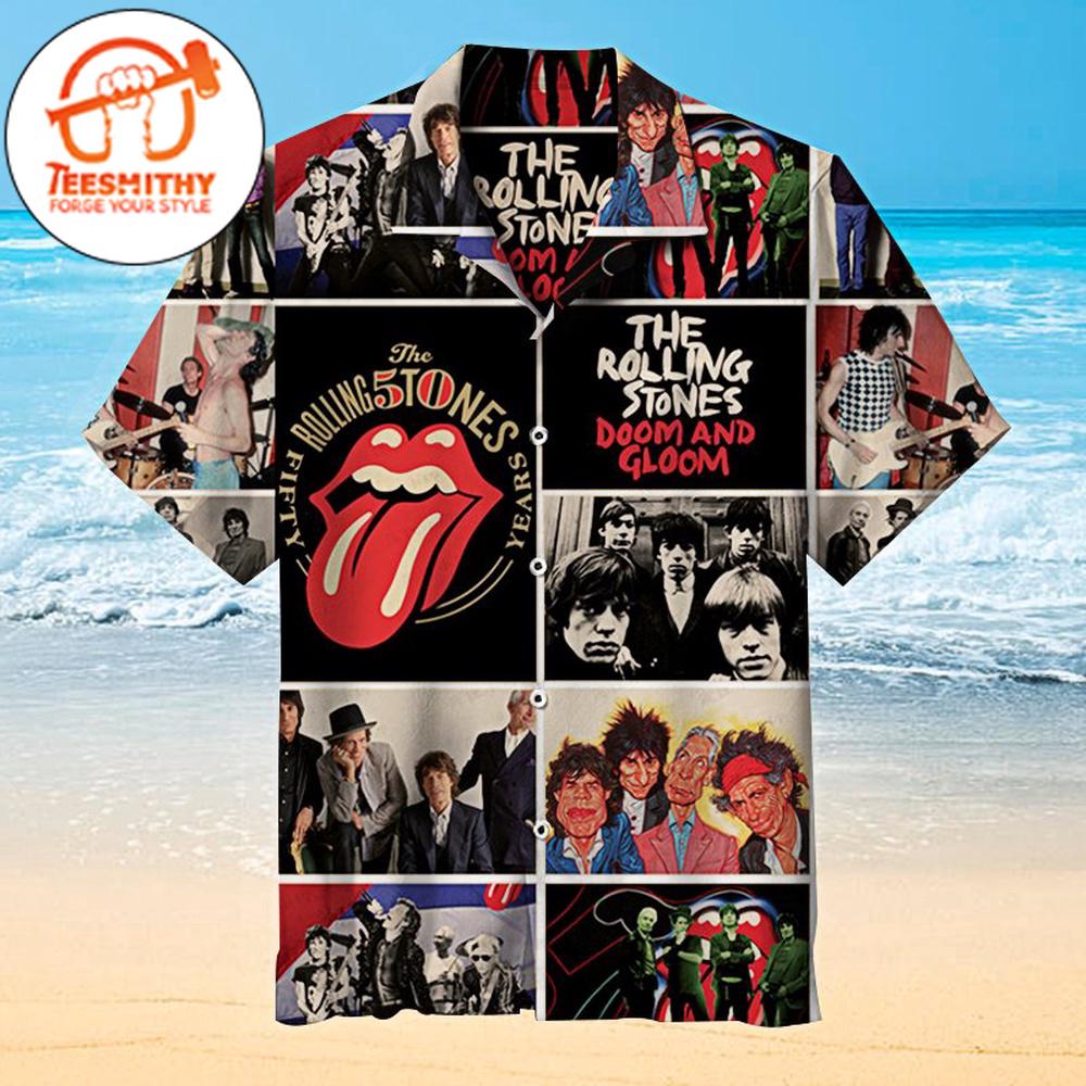 Stones Through The Decades Hawaiian Button Up Shirts