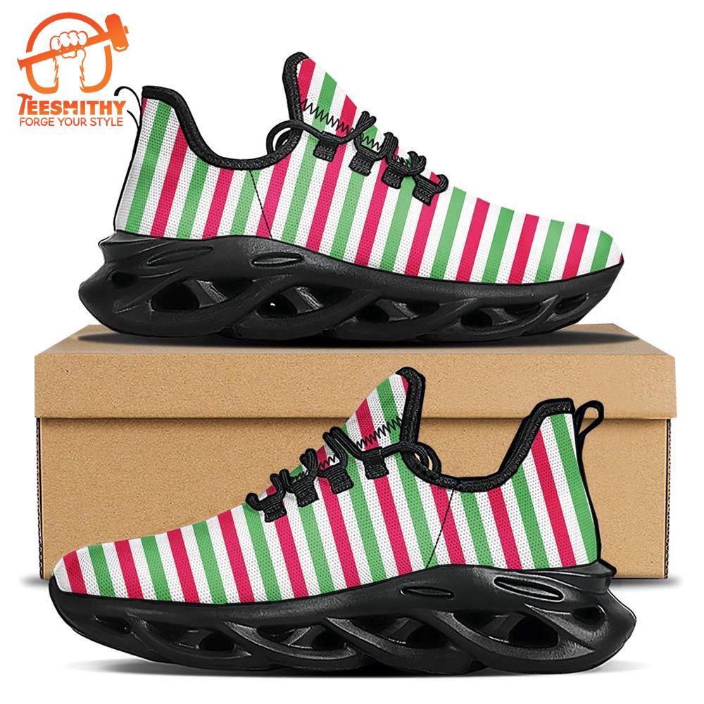 Striped Merry Christmas Print Pattern Black Max Soul Shoes   Gift Christmas