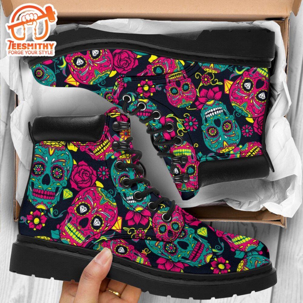 Sugar Skull Boots Shoes Gift Idea