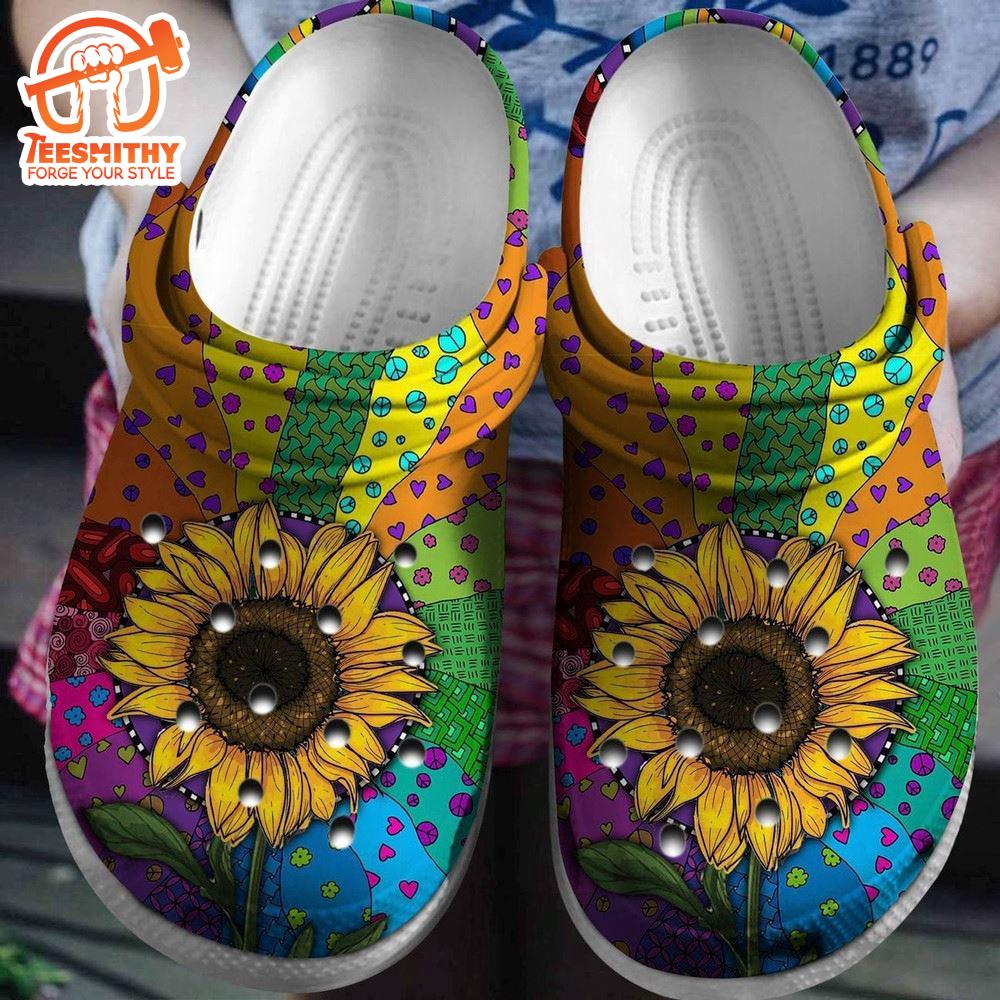 Sunflower Hippie Colorful Clog Shoes Comfy Footwear