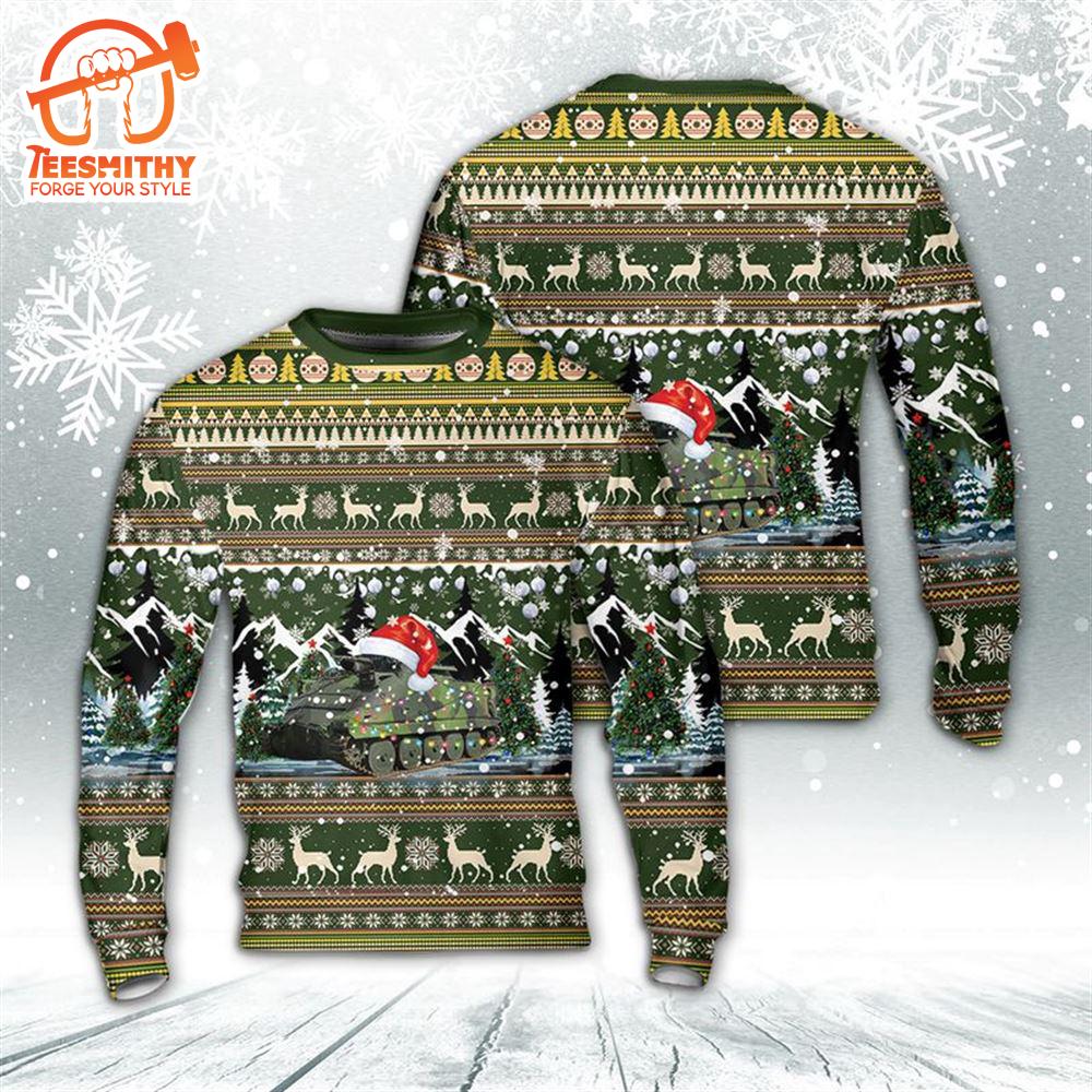 Swedish Army Pansarbandvagn 302 (Pbv 302) Christmas AOP Sweater  Gift Christmas