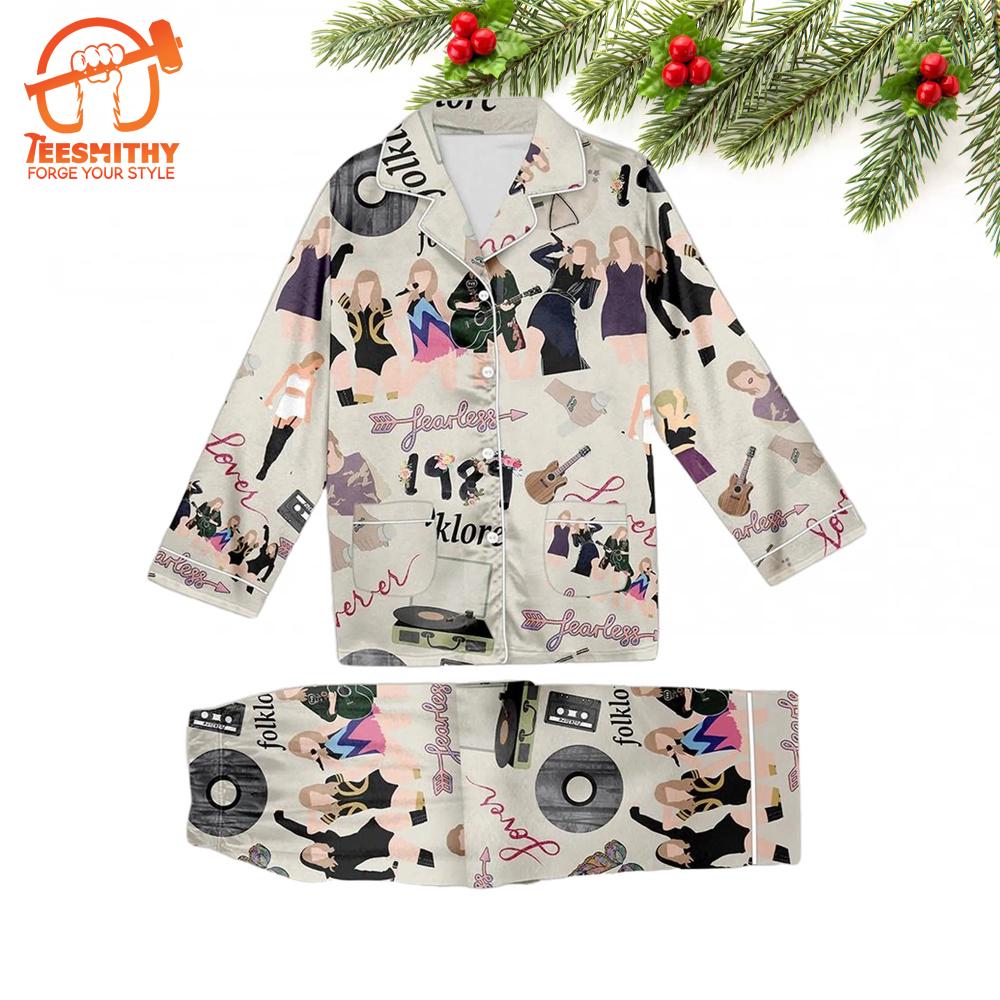 Swiftie Christmas Satin Pajamas, Taylor Swift Tour Satin Pajamas