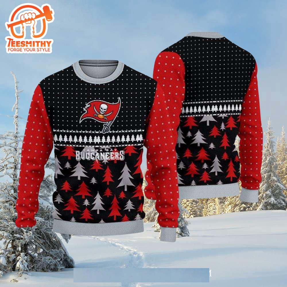 Tampa Bay Buccaneers Black And Red Forest Pattern Sweater Gift for Christmas