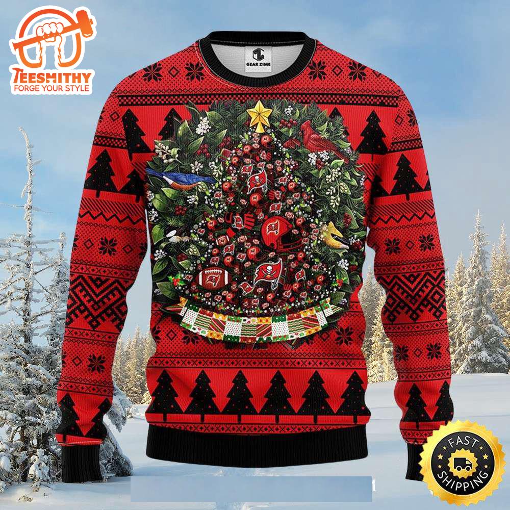 Tampa Bay Buccaneers Christmas Tree Design Sweater Gift for Christmas