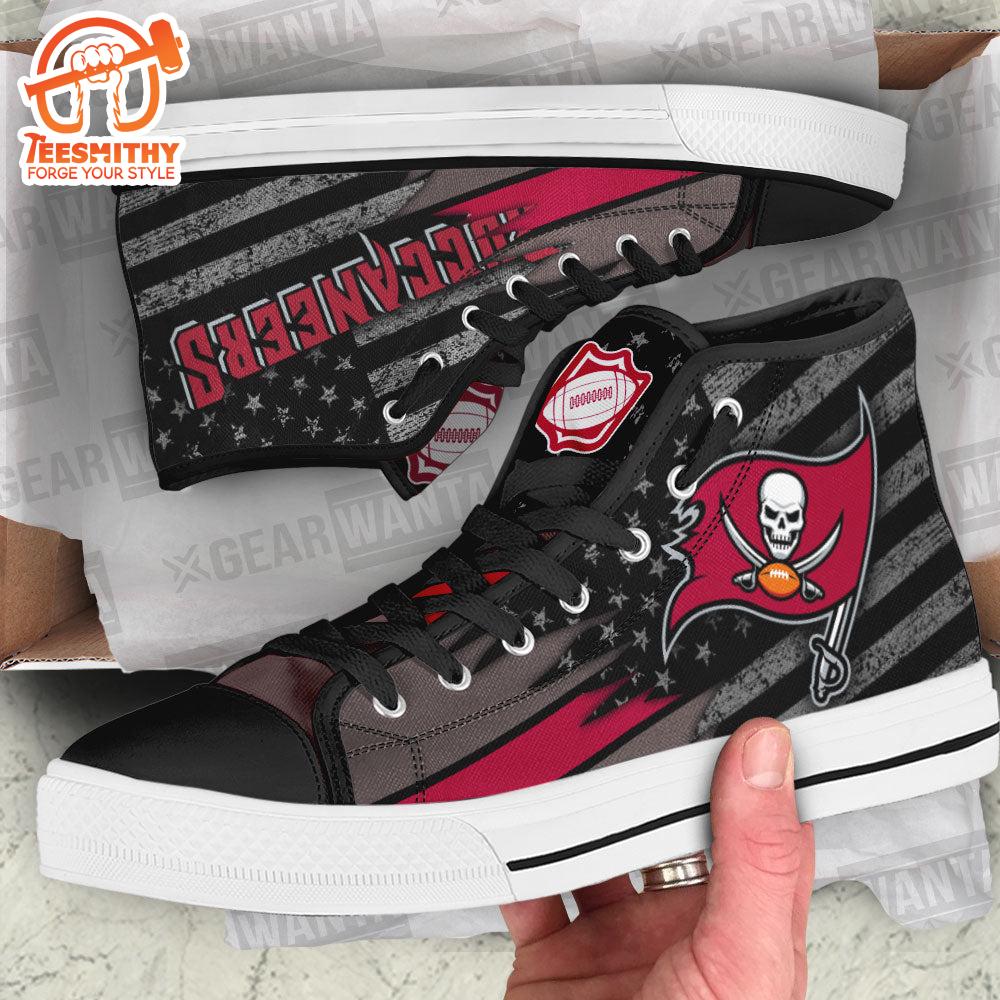 Tampa Bay Buccaneers High Top Shoes Custom American Flag Sneakers