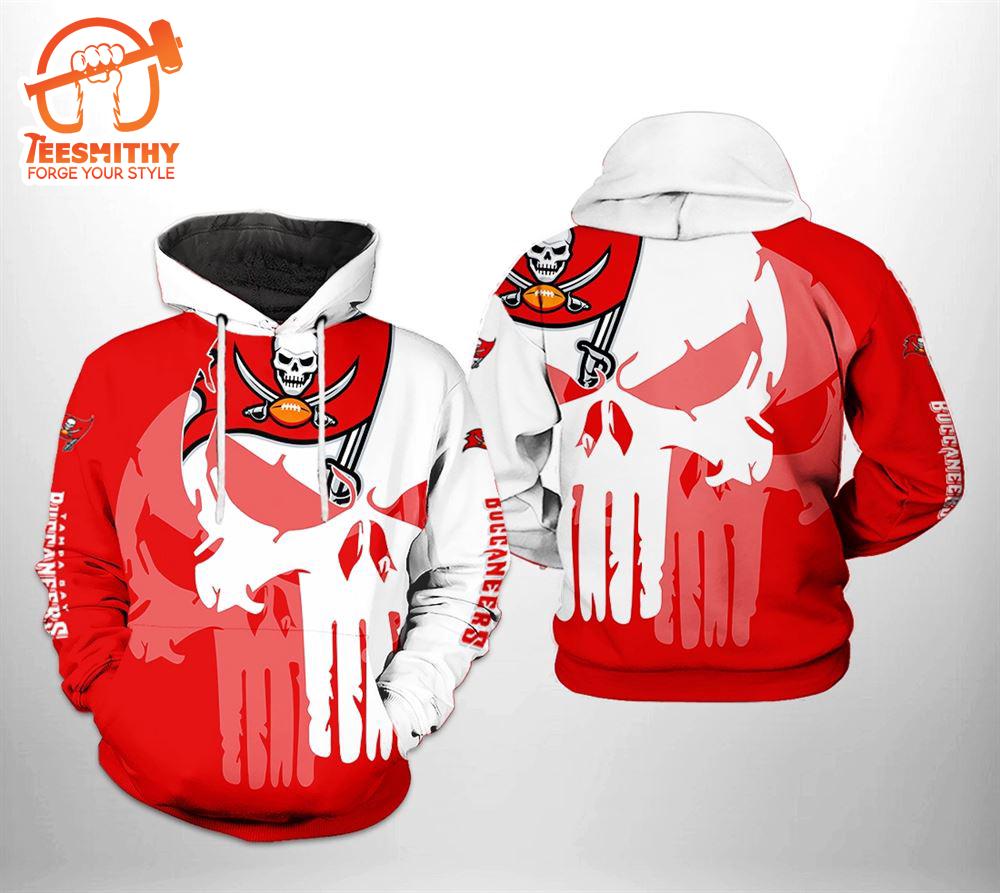 Tampa Bay Buccaneers Nfl Team Skull 3D All Over Print Zip Up Hoodie Option