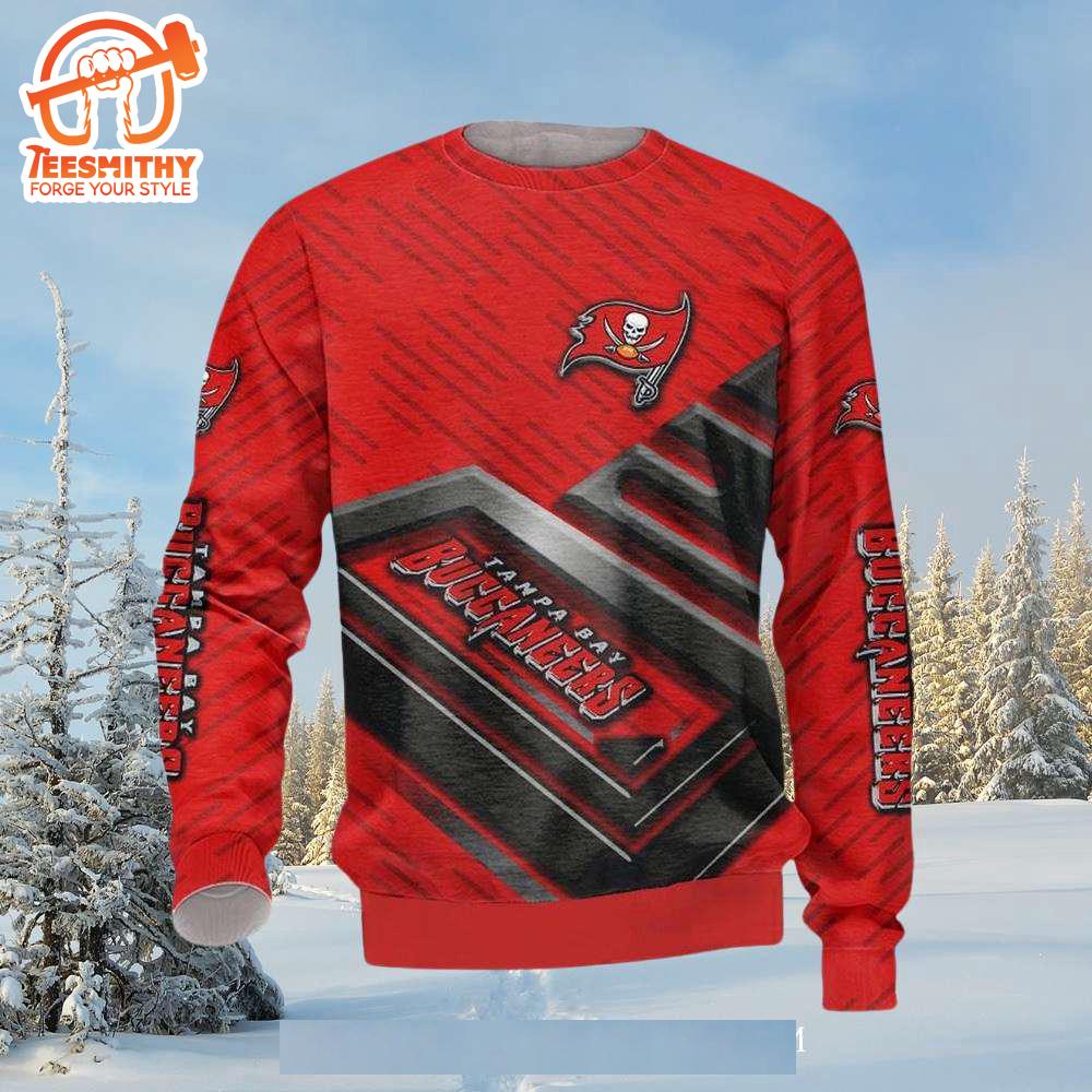 Tampa Bay Buccaneers Red Gradient Striped Sweater Gift for Christmas