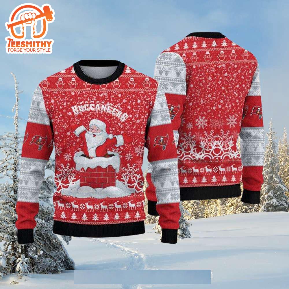 Tampa Bay Buccaneers Santa In Chimney Sweater Gift for Christmas