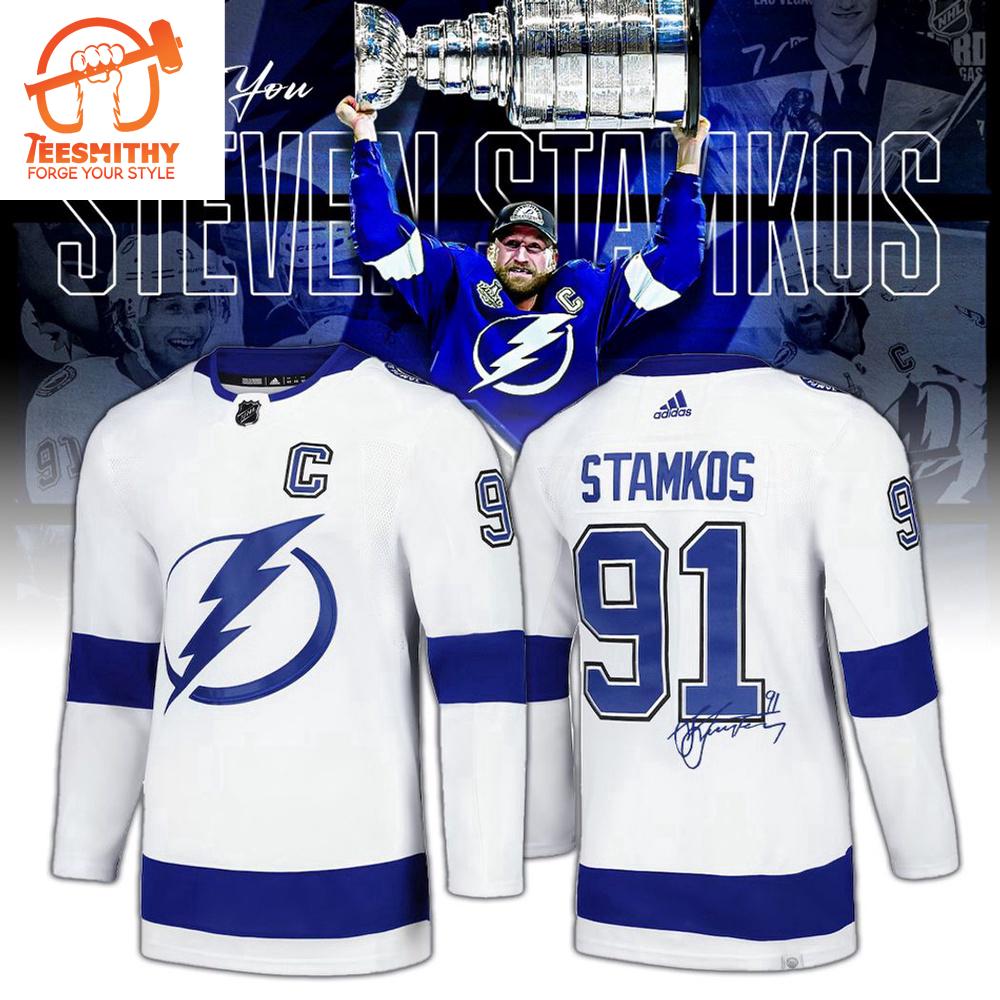 Tampa Bay Lightning Forever Steven Stamkos Signature Away Hockey Jersey