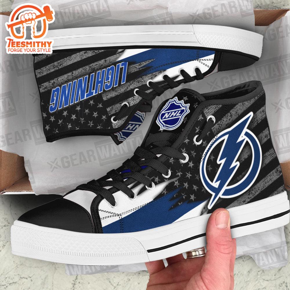 Tampa Bay Lightning High Top Shoes Custom American Flag Sneakers