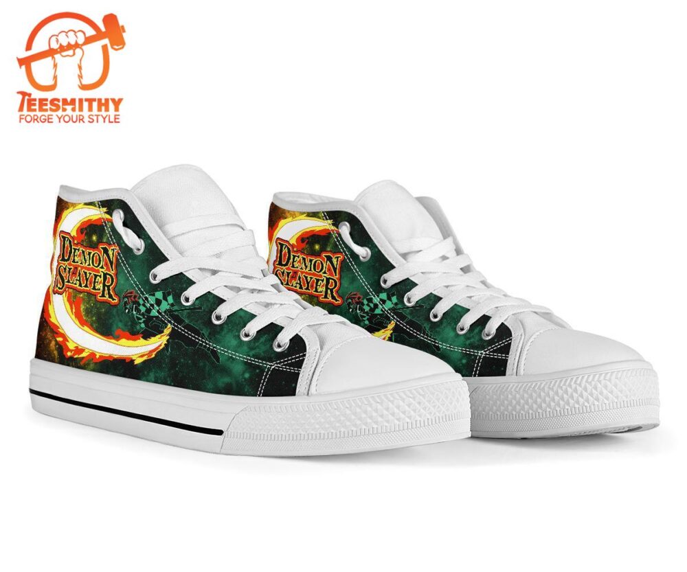 Tanjiro Fire Sword Sneakers Kimetsu No Yaiba High Top Shoes