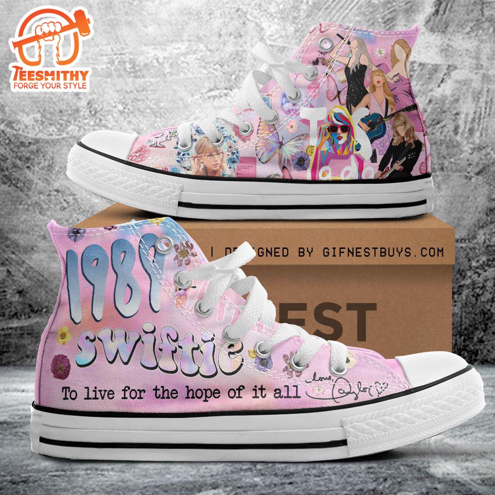 Taylor Swift Pink Shoes, Swiftie,Taylor Swift High Top Canvas Shoes