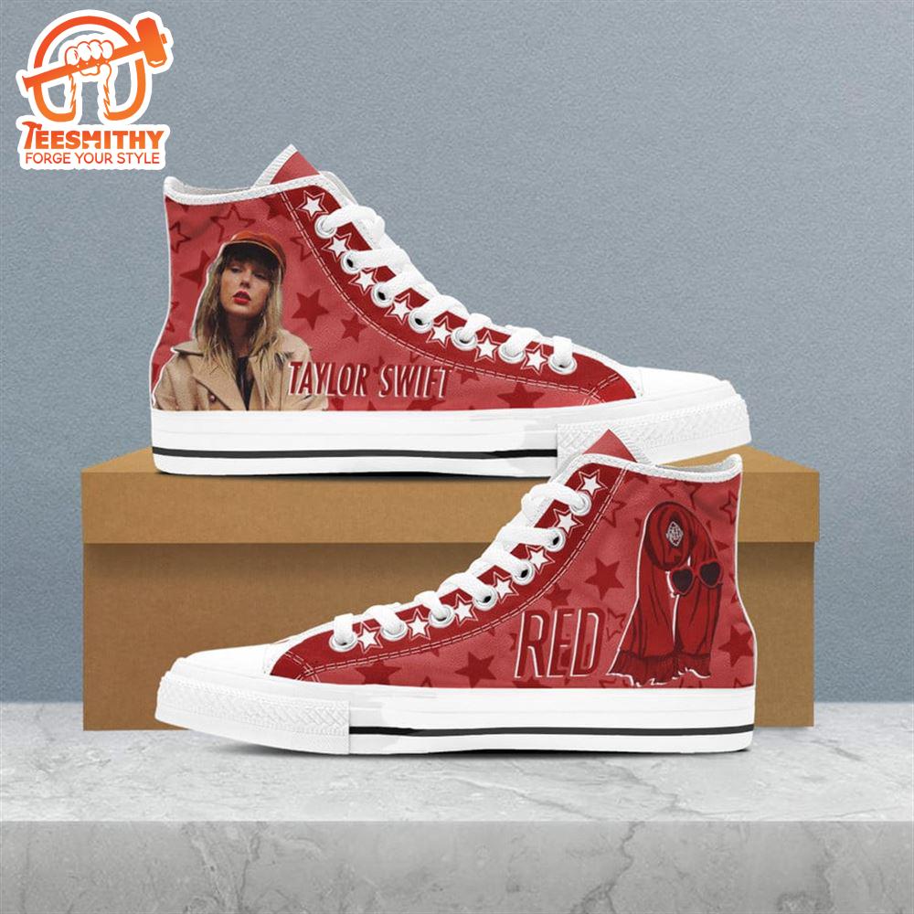 Taylor Swift Red Shoes, Swiftie,Taylor Swift High Top Canvas Shoes