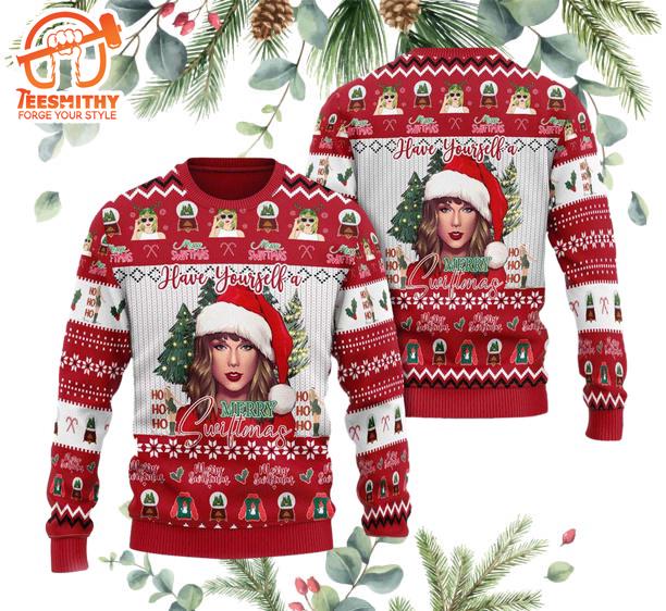 Taylor Swift Santa Have Yourself A Merry Swiftmas Ho Ho Ho Ugly Christmas Sweater