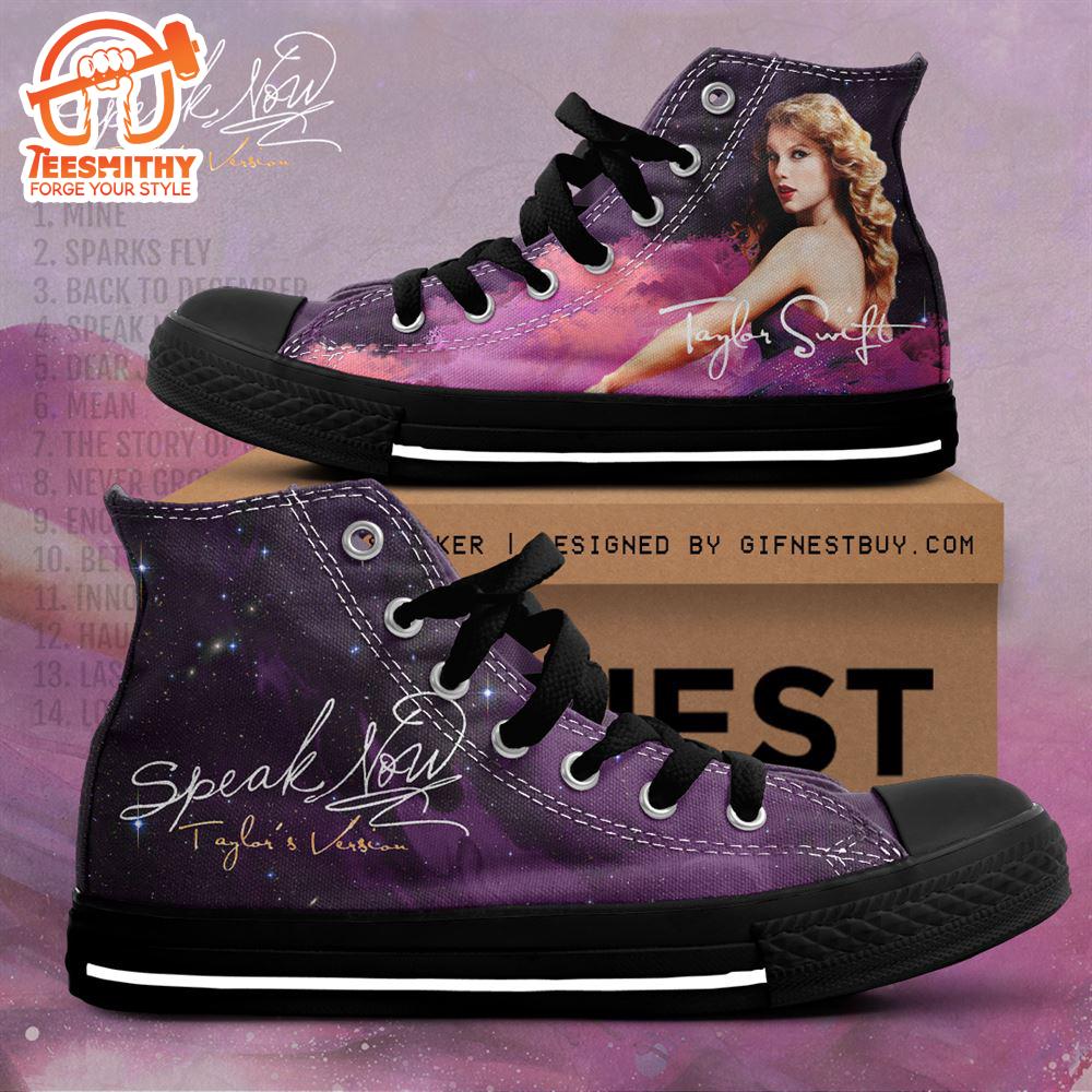 Taylor Swift Speak Now Purple Shoes, Swiftie,Taylor Swift High Top Canvas Shoes