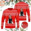 Taylor Swift With Santa Hat And Signature Red Knitted Ugly Christmas Sweater