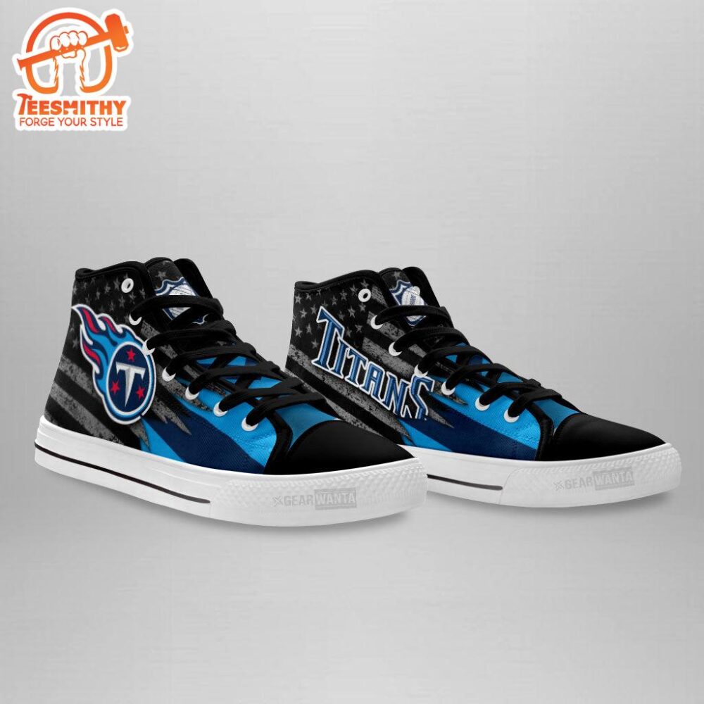 Tennessee Titans High Top Shoes Custom American Flag Sneakers