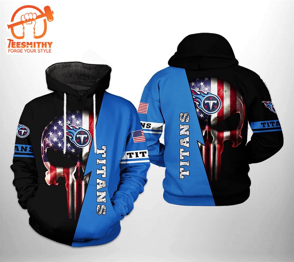 Tennessee Titans Nfl Us Flag Skull Team 3D All Over Print Zip Up Hoodie Option