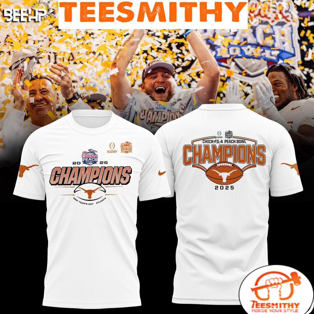 Texas Longhorn Chick-Fil-A Peach Bowl Champions 2025 For Fans 3D T-Shirt