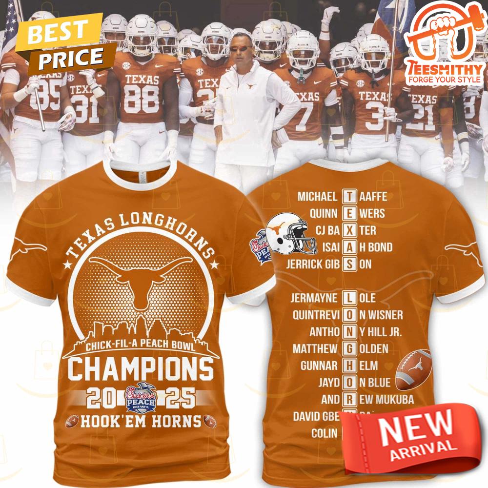 Texas Longhorns Chick Fil A Peach Bowl 2025 Champions 3D T-Shirt – Toplineapparelstore