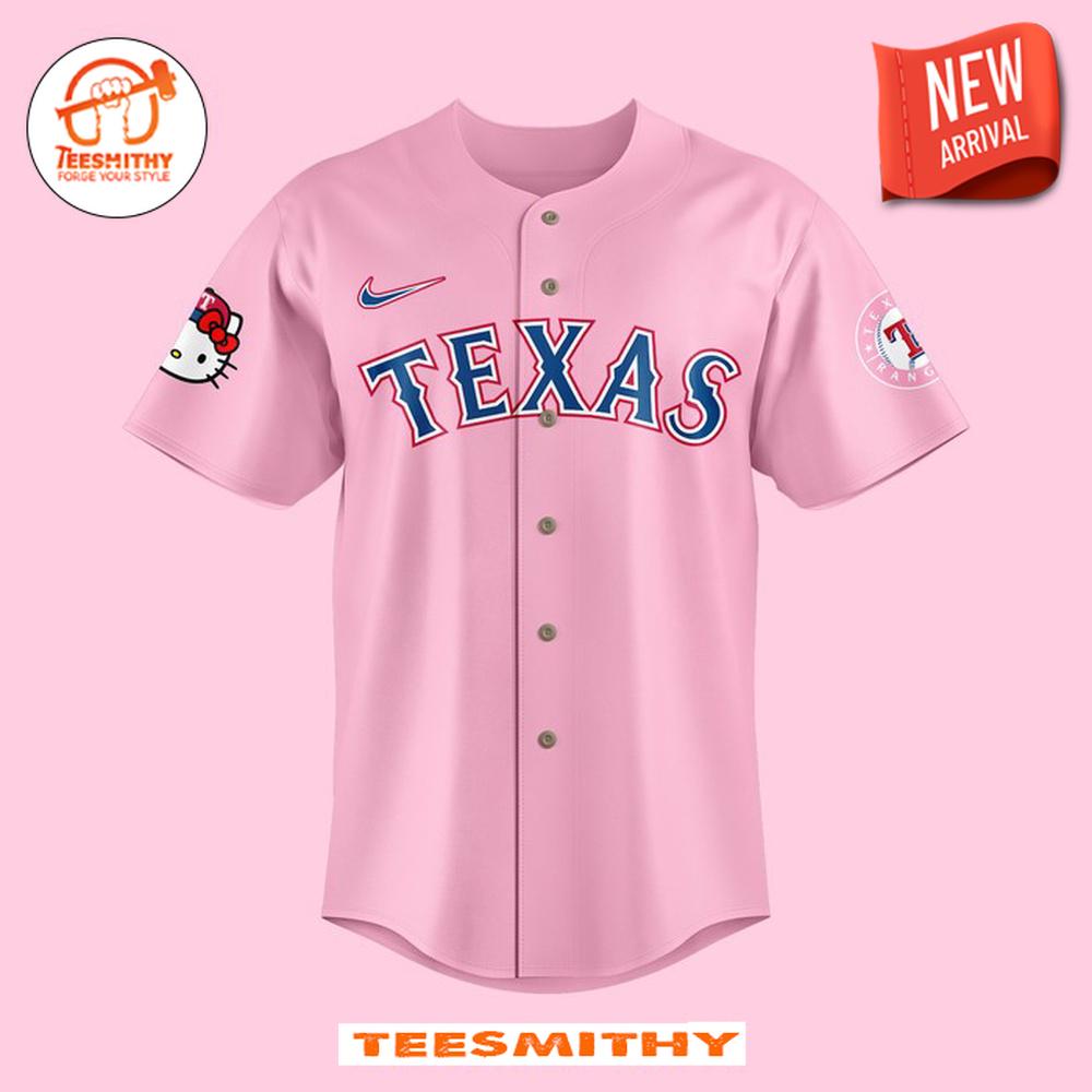 Texas Rangers x Hello Kitty 2024 Limited Pink Baseball Jersey