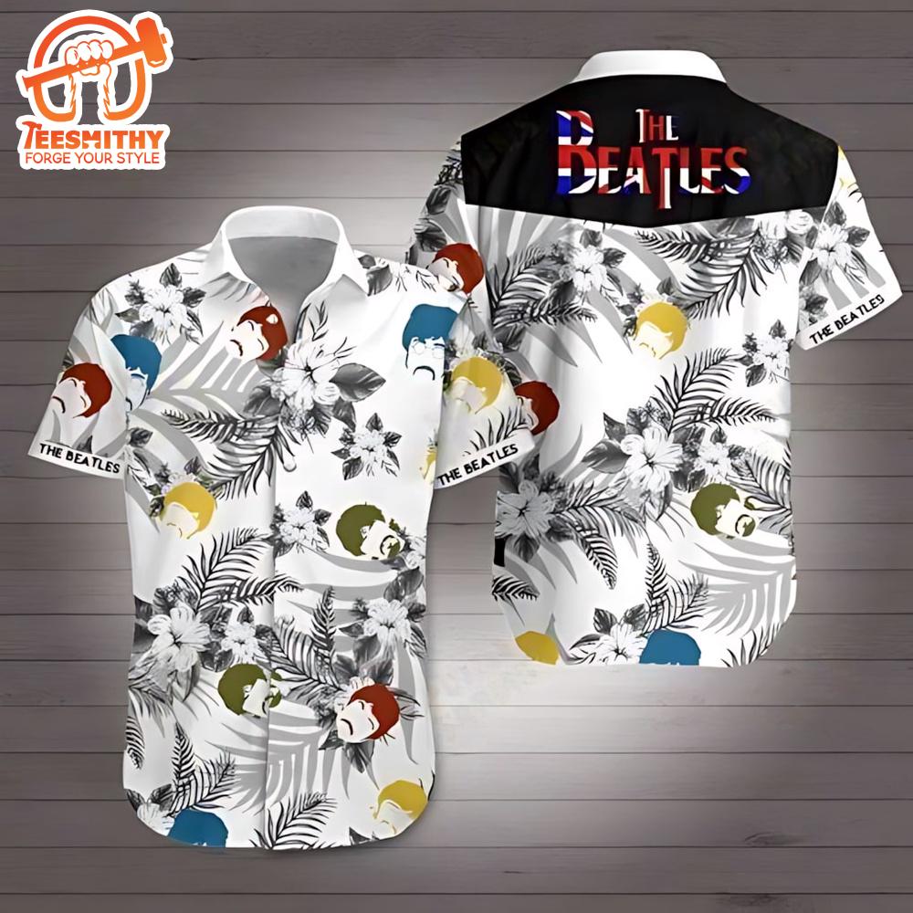 The Beatles Monochrome Floral Hawaiian Shirt