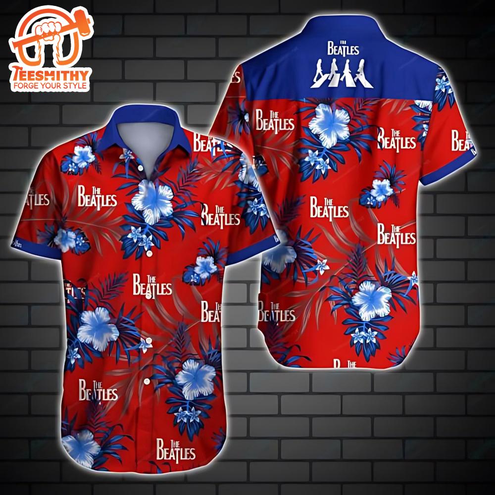 The Beatles Red Hibiscus Hawaiian Shirt