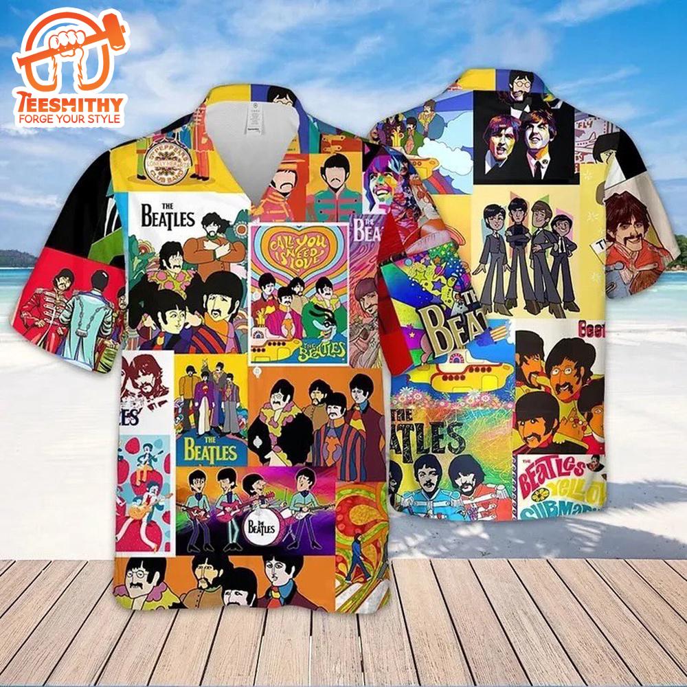 The Beatles Retro Album Collage Hawaiian Shirt