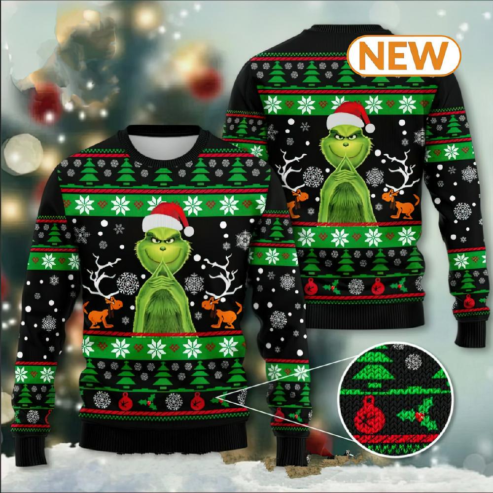 The Grinch 3D Ugly Christmas Sweater Shirt, Sweatshirt