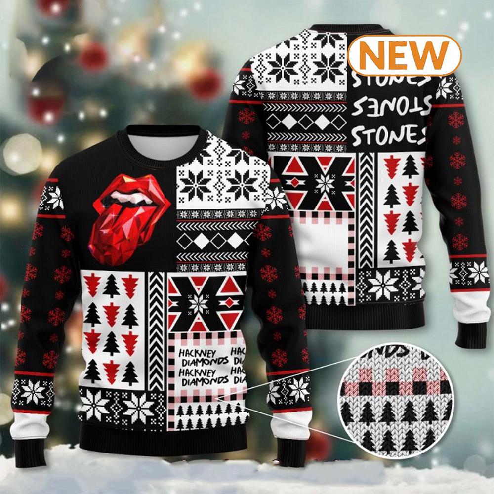 The Rolling Stones Men’s  Ugly Christmas Sweater Shirt, Sweatshirt