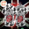 The Rolling Stones Retro Logo Black And White Hawaiian Button Up Shirts