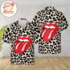 The Rolling Stones With Leopard Pattern Hawaiian Button Up Shirts