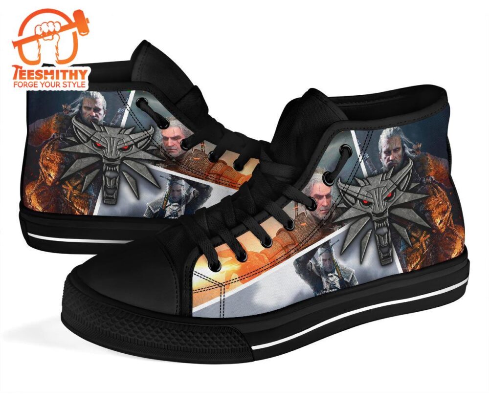 The Witcher Sneakers Wolf Charm High Top Shoes Custom