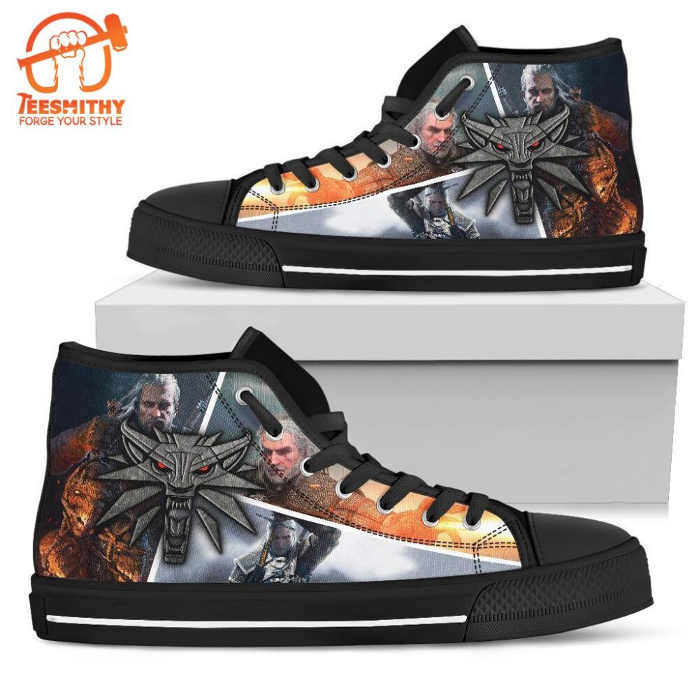 The Witcher Sneakers Wolf Charm High Top Shoes Custom