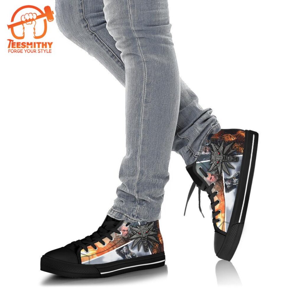 The Witcher Sneakers Wolf Charm High Top Shoes Custom