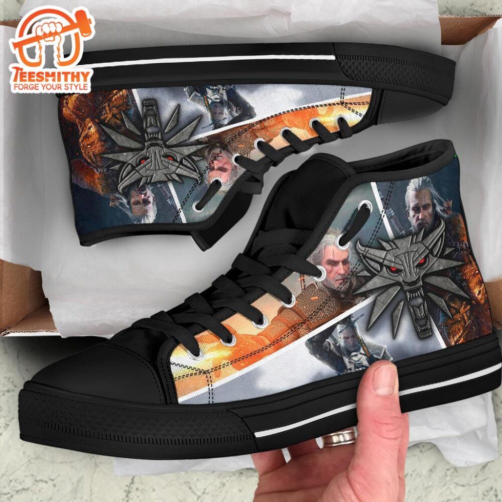 The Witcher Sneakers Wolf Charm High Top Shoes Custom